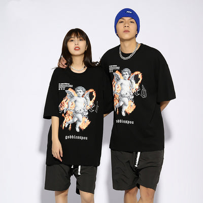 Camiseta Holgada Creativa de Manga Corta para Hombre
