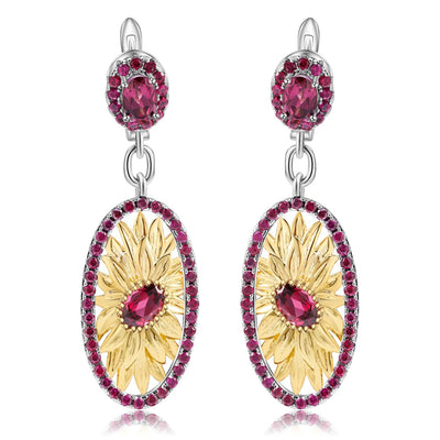 Aretes de Plata con Incrustaciones de Rosa - Image 4