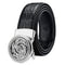 Men's Rotating Buckle Belt 3.5cm Wide Automatic Buckle Crystal Diamond Belt Silver buckle whirlwind Black 110cm