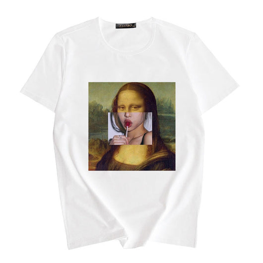 Camiseta Estampado Artístico Óleo Cuello Redondo para Mujer - Image 6