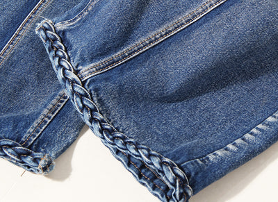 Pantalones de Mezclilla Acampanados Tejidos a Mano para Mujer - Image 4