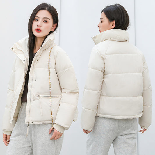 Abrigo Acolchado Holgado de Cuello Alto - Estilo Casual Moderno