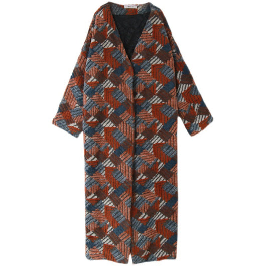 Abrigo Suelto de Lana Jacquard Tridimensional para Mujer - Image 5