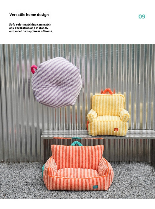 Cama Térmica para Mascotas de Rayas - Cómoda en Todas las Estaciones con Funda Lavable - Image 9