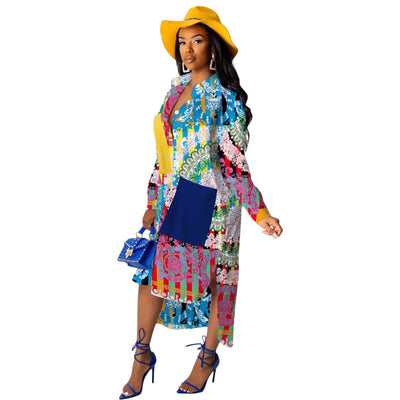 Vestido Camisero Estampado Suelto con Abertura Frontal - Image 15