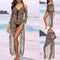 Vestido Playero Estampado Leopardo con Tirantes y Protección Solar