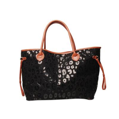 Bolso Tote para Mujer con Estampado Leopardo y Patrón Vaca - Bolsa de Hombro Grande Capacidad PU - Image 3