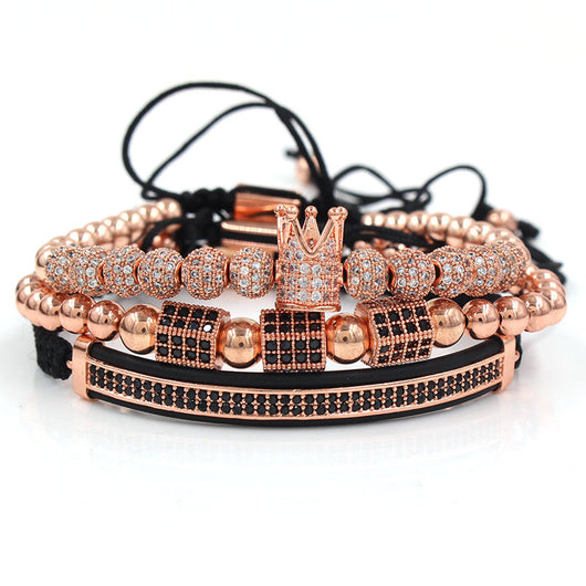 Pulsera Hexagonal Doble Fila con Cristales en Cresciente