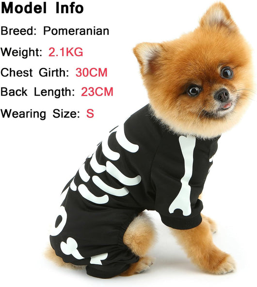 Disfraz de Esqueleto Fluorescente para Perros Pequeños - Pijama Jumpsuit Respirable - Image 5