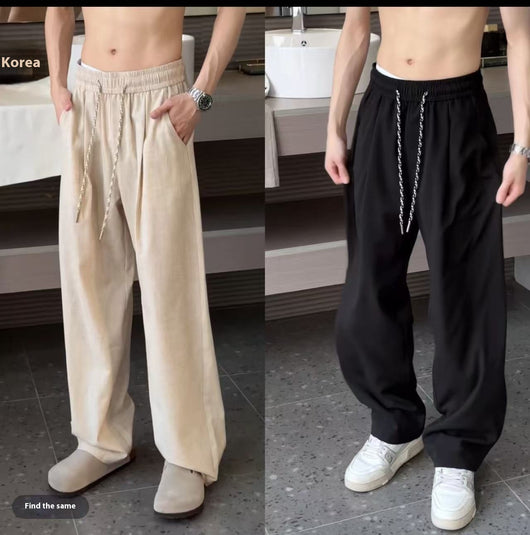 Pantalones Lisos de Lino Ice Silk Estilo Americano para Hombre - Image 9