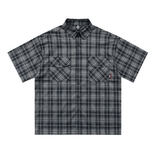 Camisa Cuadros con Bordado de Letras - Corte Holgado y Solapa Clásica - Image 9