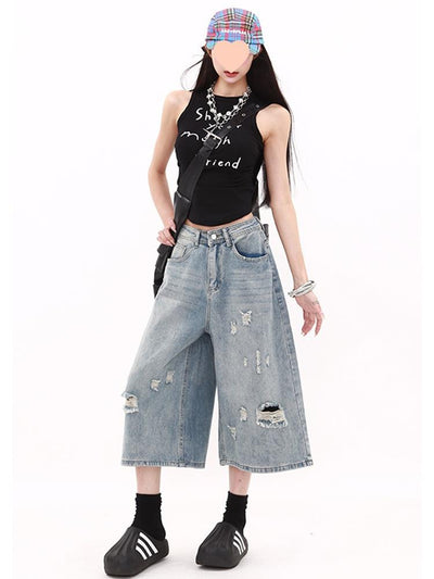 Jeans Cortos Retro Estilo Americano para Mujer - Verano - Image 9