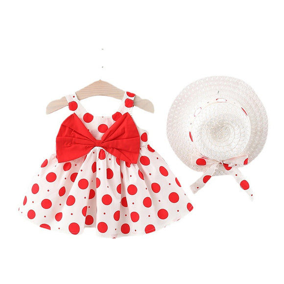 Conjunto Infantil Coreano con Lunares: Top Tirantes y Falda