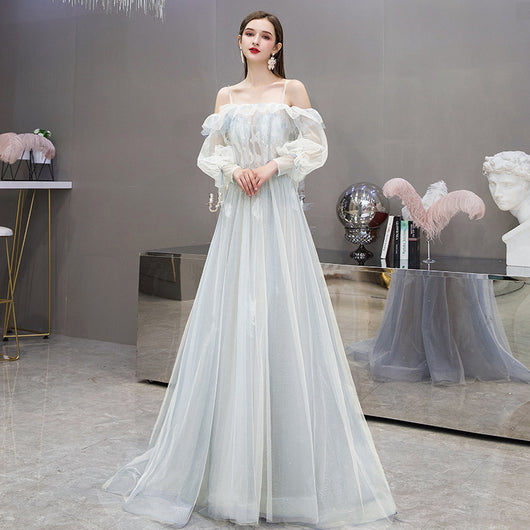 Vestido de Noche Elegante Hombro Asimétrico Estilo Hepburn para Ceremonias