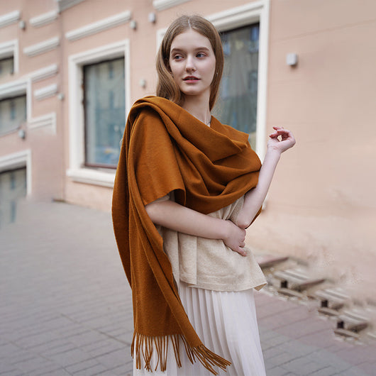 Bufanda de Lana Gruesa con Borlas - Abrigo Cálido en Colores Sólidos - Image 2