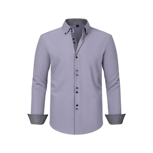 Camisa Hombre Estiramiento Cuádruple con Lunares y Bloques de Color - Image 4