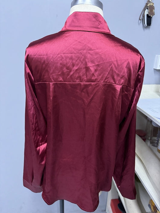 Blusa Ejecutiva Solapa Satinada Manga Larga Slim Fit para Mujer - Image 12