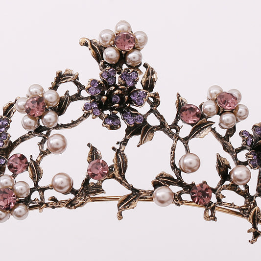 Corona Nupcial Barroca con Perlas y Diamantes Negros Floral - Image 2