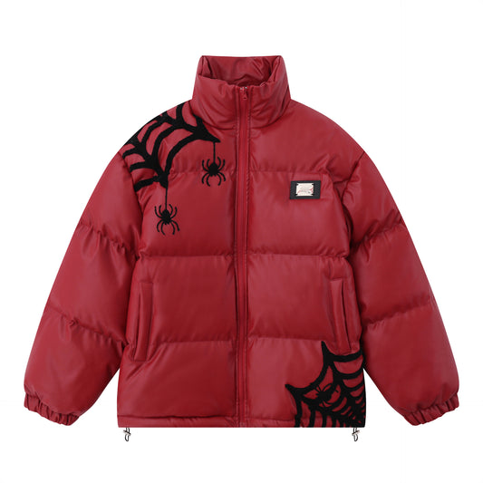 Chaqueta Acolchada de Cuero PU con Forro de Algodón Grueso para Hombre