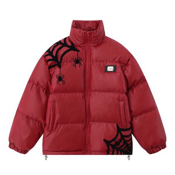 Chaqueta Acolchada de Cuero PU con Forro de Algodón Grueso para Hombre