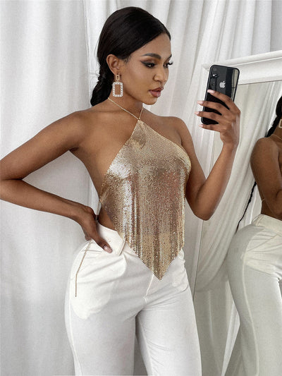 Top Halter Lentejuelas Metal Sexy para Mujer - Diseño Exclusivo - Image 9