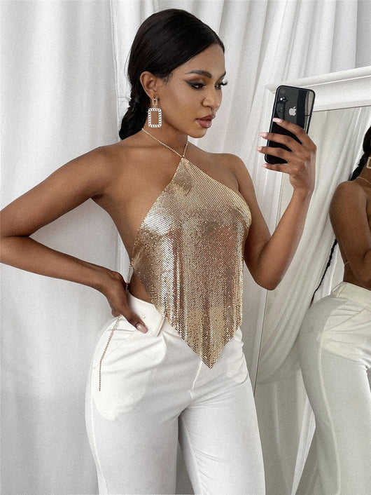Top Halter Lentejuelas Metal Sexy para Mujer - Diseño Exclusivo - Image 9