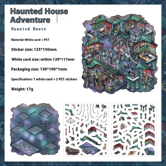 Cartoon 'Madhouse' themed PET sticker set with a multi-level hospital scene and individual character/object stickers. - Image 7