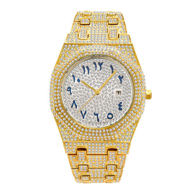 Reloj de Cuarzo para Hombre con Escala Árabe y Diamantes Hip Hop Europeo - Image 5