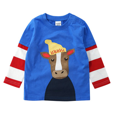 Suéter Infantil Cuello Redondo con Mangas Rayadas