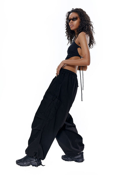Pantalones Retro Anchos con Cintura Ajustable y Tobillo Anudado - Image 10