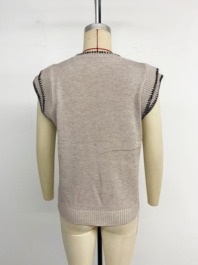 Chaleco Tejido sin Mangas con Cuello Redondo y Detalles de Costura - Image 11