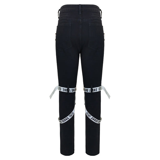 Pantalones Slim Fit Rotos para Hombre con Cierre Frontal - Image 2