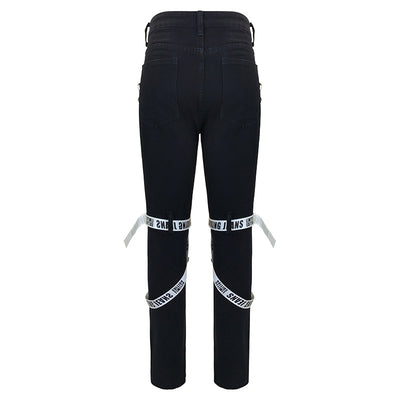Pantalones Slim Fit Rotos para Hombre con Cierre Frontal - Image 2