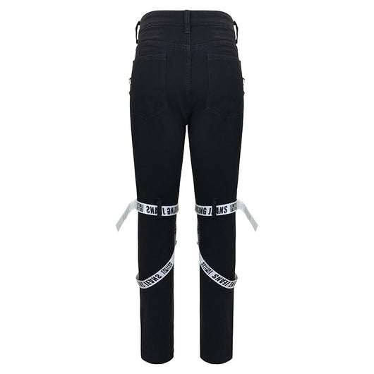 Pantalones Slim Fit Rotos para Hombre con Cierre Frontal - Image 2