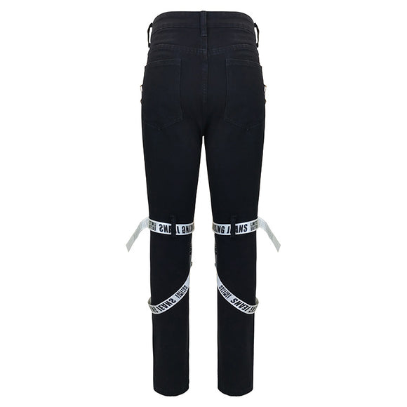 Calça Masculina Slim Fit Rasgada com Fecho Frontal