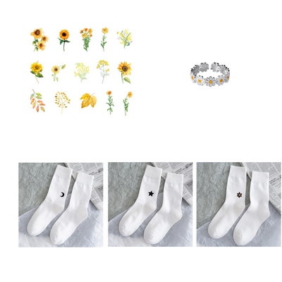 Calcetines JK Estilo Coreano Estrellas y Luna - Calcetines Altos de Color Puro - Image 12
