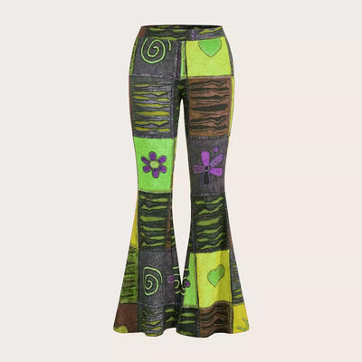 Pantalones Bootcut Ajustados con Estampado Abstracto Moderno - Image 4