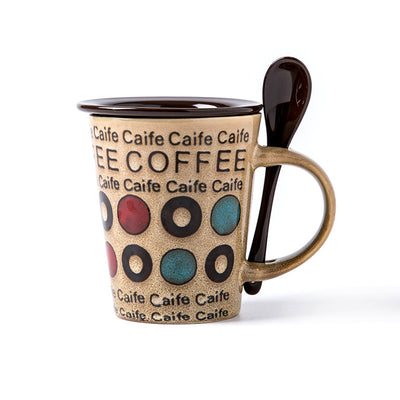 Taza de Cerámica para Café con Tapa y Cuchara - Image 4