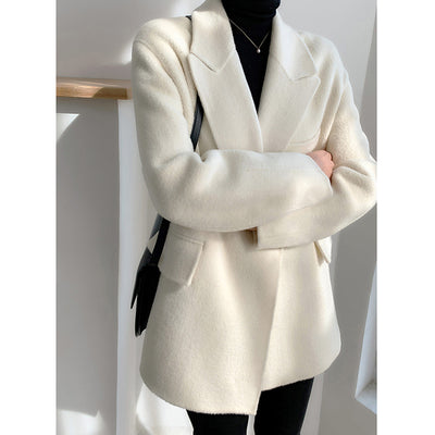 Blazer Corto Doble Faz de Cachemira Estilo Hepburn para Mujer - Image 3