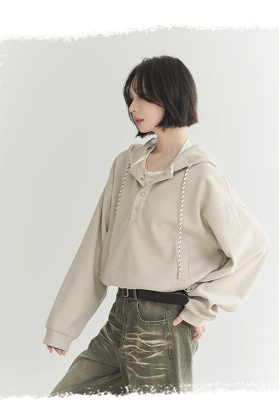 Sudadera Cropped Suelta con Ajuste en Dobladillo para Mujer - Image 9