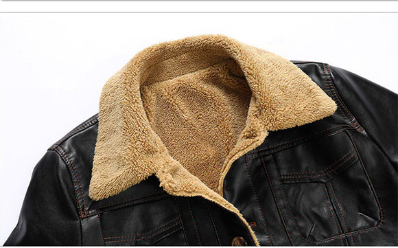 Jaqueta Masculina de Couro Casual Elegante Caimento Moderno