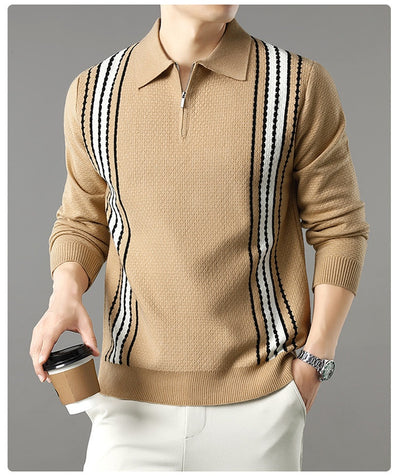 Suéter de Punto Colorblock con Cuello y Cierre Medio Cremallera para Hombre - Image 15