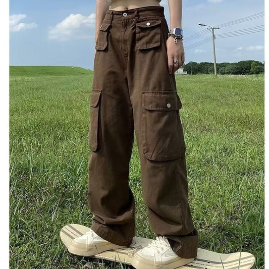 Pantalones Casuales Multibolsillos Estilo Industrial