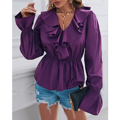 Blusa Elegante con Volantes y Cuello en V - Image 7