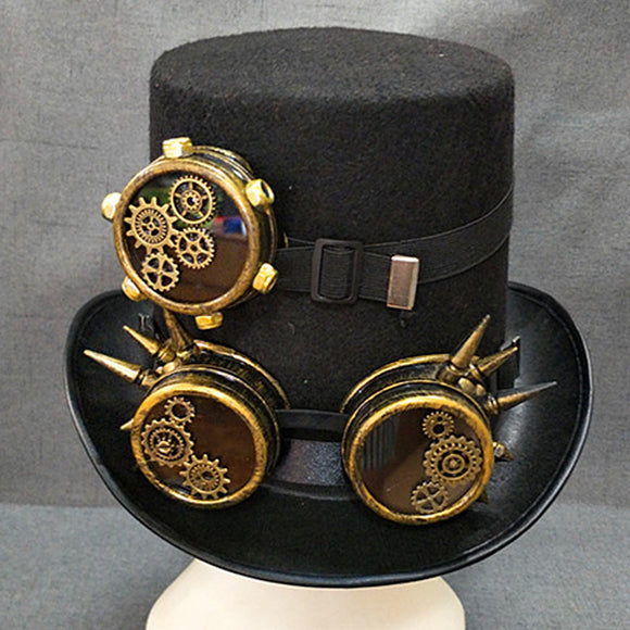 Sombrero Vintage Steampunk con Gafas Integradas para Caballero