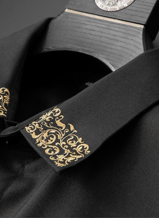 Camisa Suelta Bordada en Cuello para Hombre - Manga Larga Oversized - Image 7
