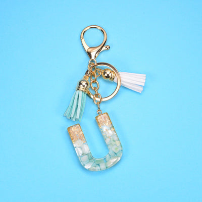 Llavero Colgante Alfabeto Inglés con Borla, Piedra y Detalles en Oro - Image 28