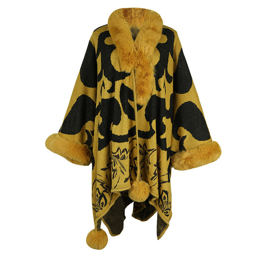 Chal Grueso Cálido con Cuello de Piel para Mujer - Image 4