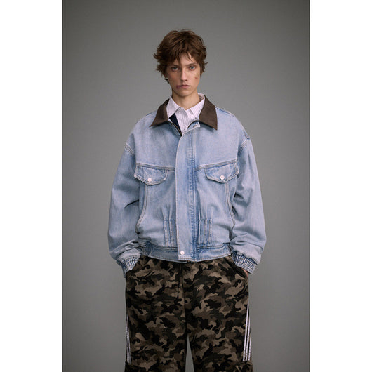 Chaqueta Denim Motociclista Holgada Deslavada para Hombre y Mujer - Image 5