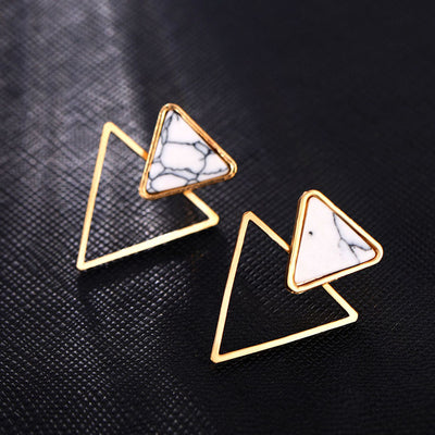 Aretes Geométricos de Mármol Turquesa - Diseño Creativo y Moderno - Image 9